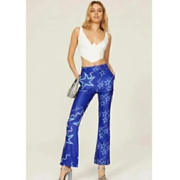 House of Sunny Infinity Party Star Print Boot Cut Flare Pants - Picture 1 of 7